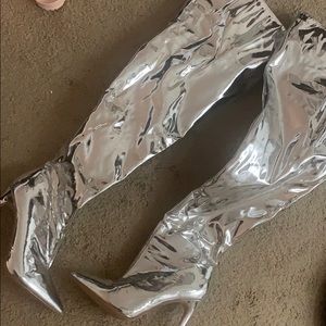 KIM K FOIL BOOTS
